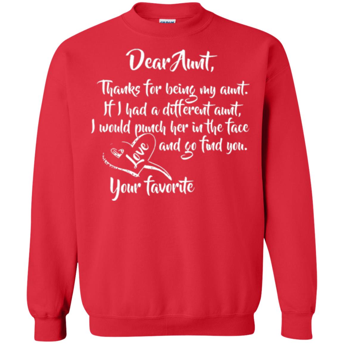 Family T-shirt Dear Aunt Thanks For Being My Aunt Red
