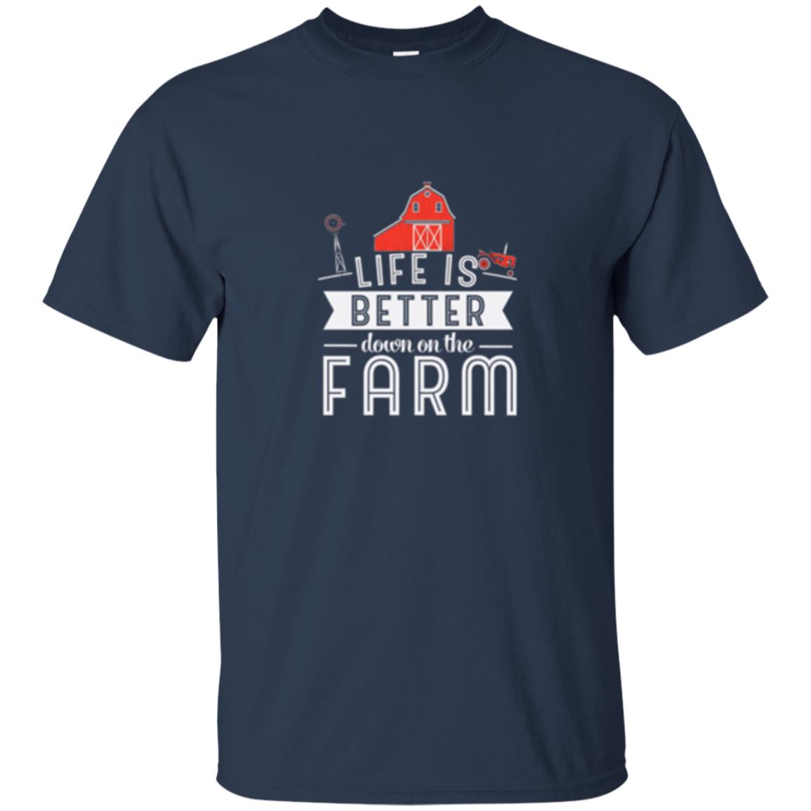 Life Is Better Down On The Farm Farmer T-shirt Navy
