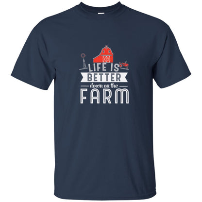 Life Is Better Down On The Farm Farmer T-shirt Navy