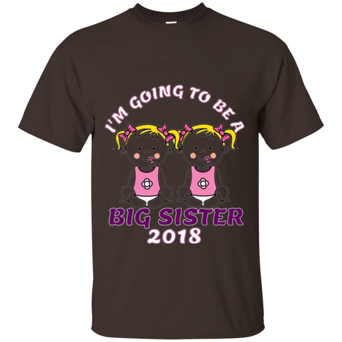 Family T-shirt I_m Going To Be A Big Sister Of Twins 2018 Dark Chocolate