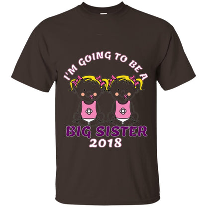 Family T-shirt I_m Going To Be A Big Sister Of Twins 2018 Dark Chocolate