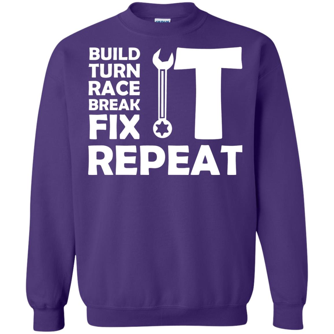 Build Turn Race Break Fix Repeat Racing Shirt Purple