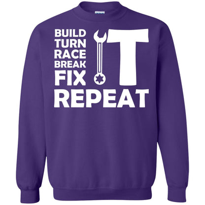 Build Turn Race Break Fix Repeat Racing Shirt Purple