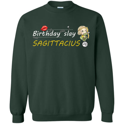 Cute Sagittarius Girl Birthday Lip Slay T-shirt Forest Green