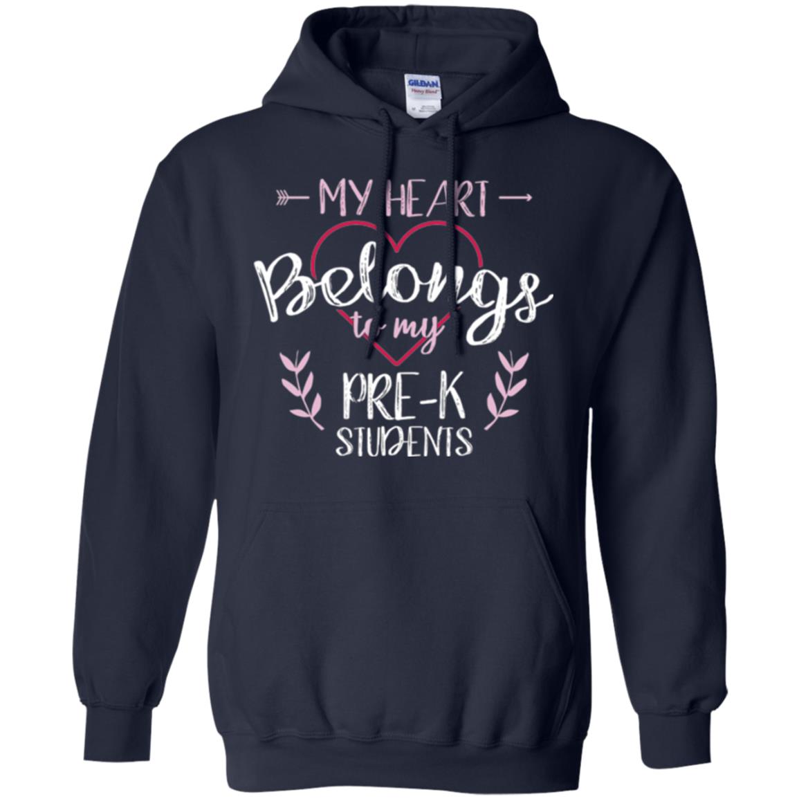 Teacher T-shirt My Heart Belongs To My Pre-k Students Navy