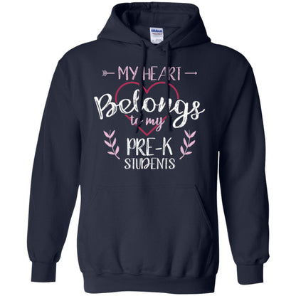 Teacher T-shirt My Heart Belongs To My Pre-k Students Navy