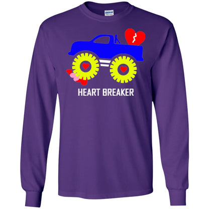 Heart Breaker Cute Blue Monster Truck Valentine_s Day T-shirt Purple