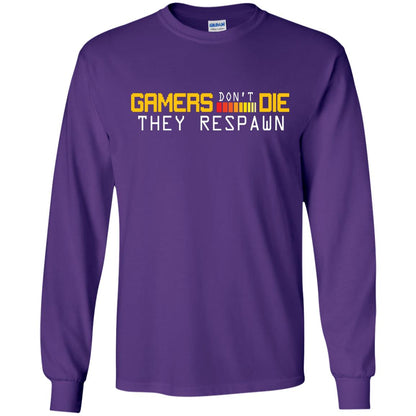 Gamers Don’t Die They Respawn Best T-shirt For Gamer Purple