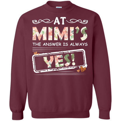 At Mimi_s The Answer Is Always Yes Mimi Shirt For Grandkids Maroon