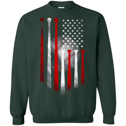 American Flag Baseball Flag Baseball Lover T-shirt Forest Green