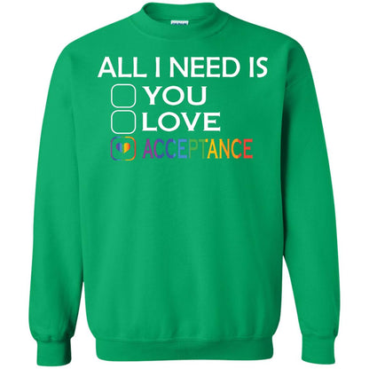 All I Need Is Acceptance Lgbt Shirt Irish Green