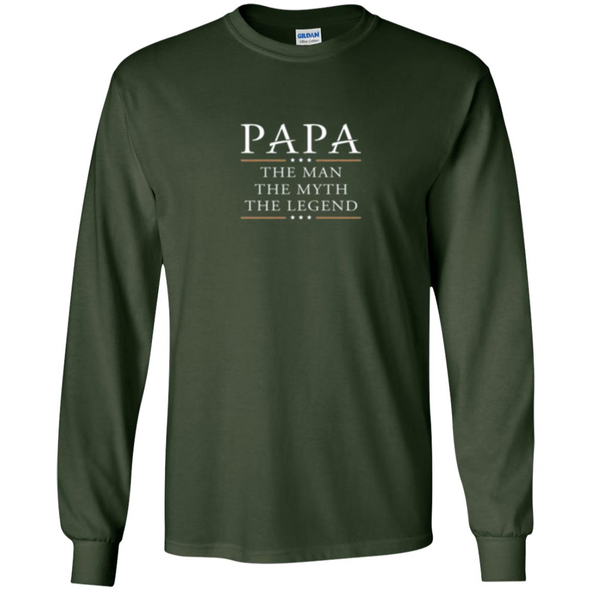Family T-shirt Papa The Myth The Legend Forest Green