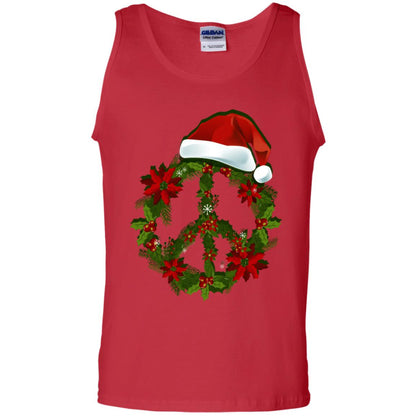 Peace Sign Christmas Wreath Gift Shirt For Men Women Kids Red