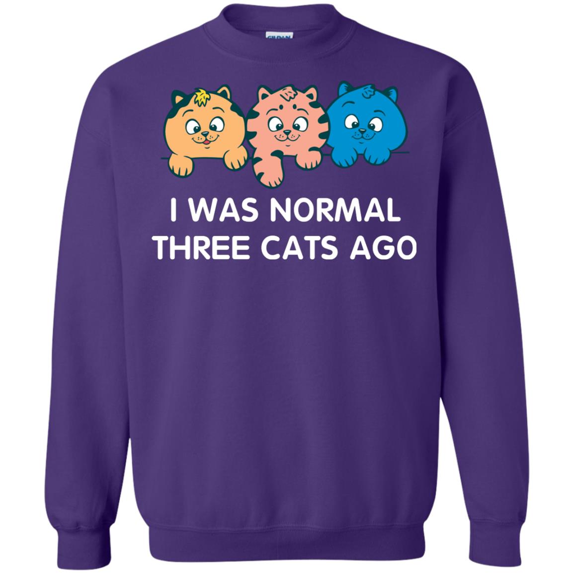 Cat Lover T-shirt I Was Normal Three Cats Ago Purple
