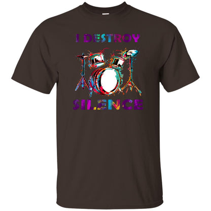 I Destroy Silence Drummer Shirt For Mens Womens Dark Chocolate
