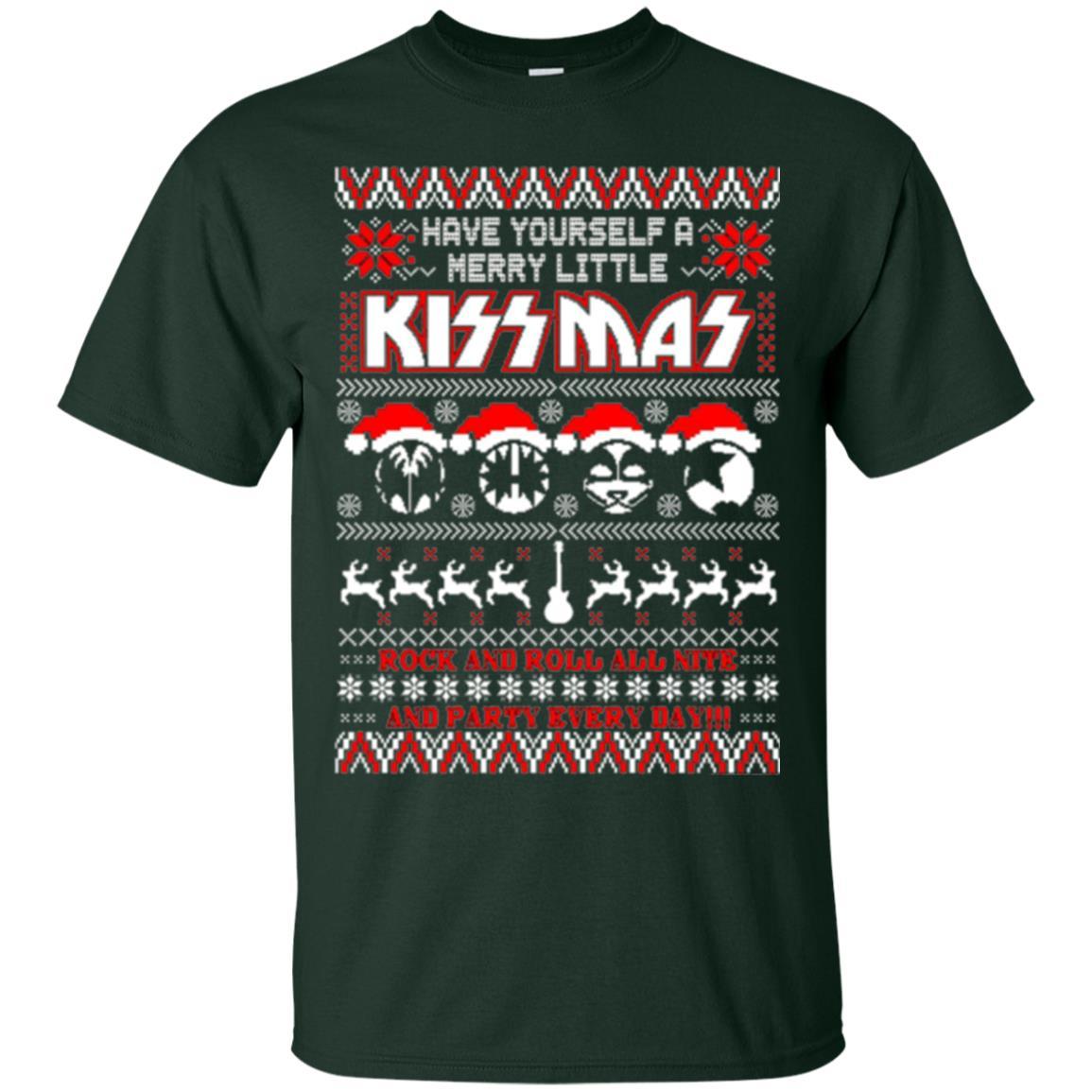Christmas T-shirt Have Yourself A Merry Little Kissmas Forest Green