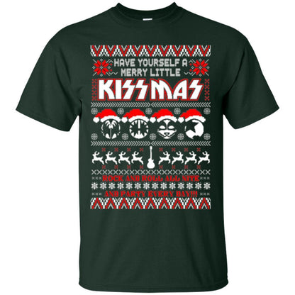 Christmas T-shirt Have Yourself A Merry Little Kissmas Forest Green