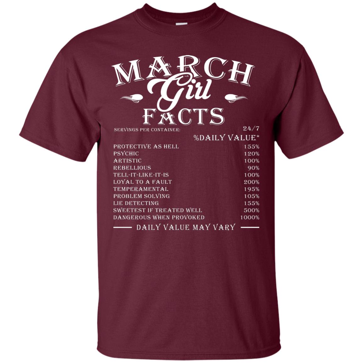 March Girl Facts Facts T-shirt Maroon