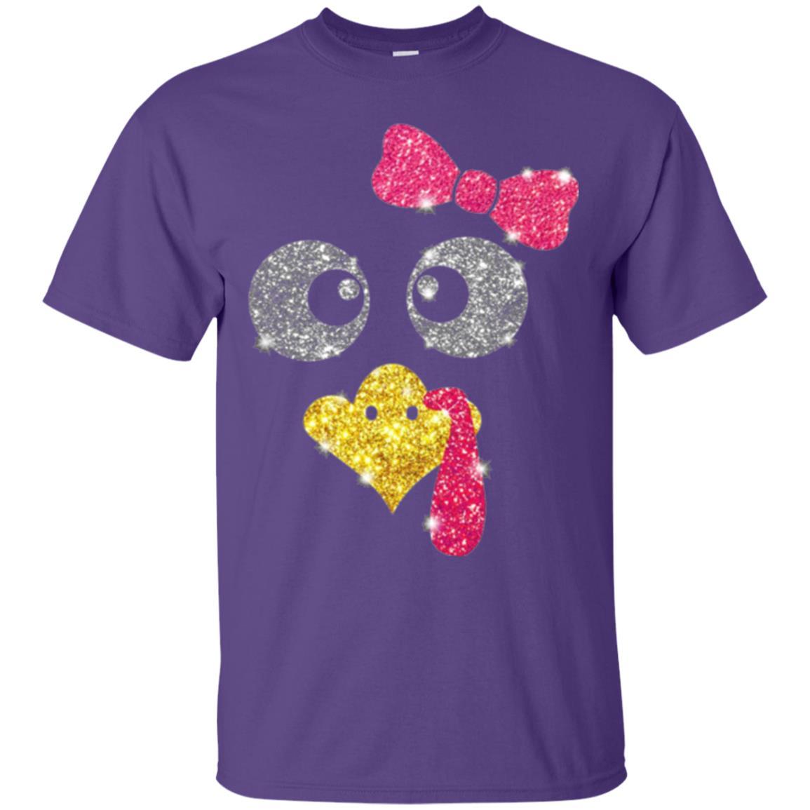 Thanksgiving T-shirt Turkey Face Girl T-shirt Purple