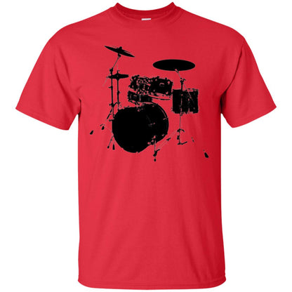 Drum Lovers T-shirt Drum Kit Stencil Print Red