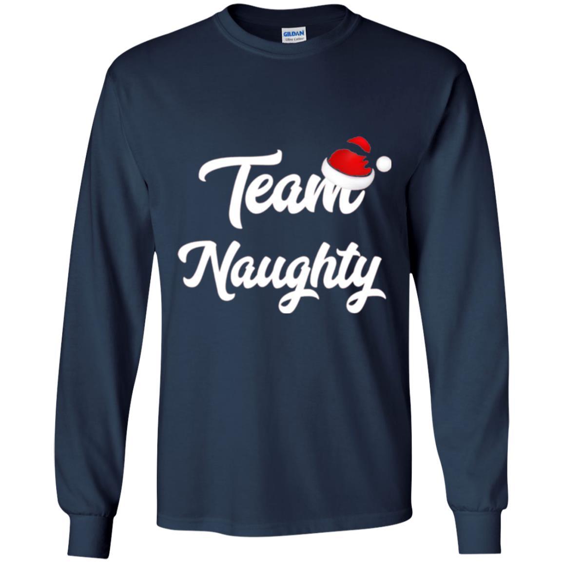 Christmas T-shirt Team Naughty Nice Santa Hat T-shirt Navy