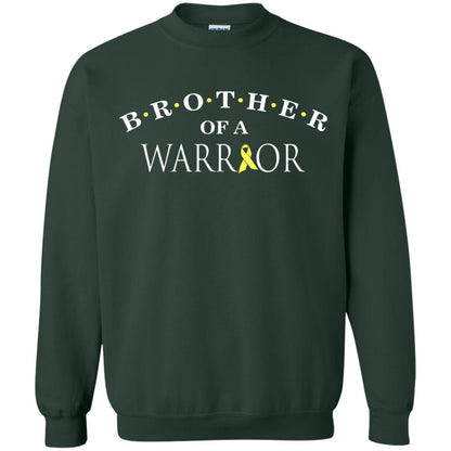 Brother Is A Warrior Childhood Cancer Awareness T-shirt Forest Green