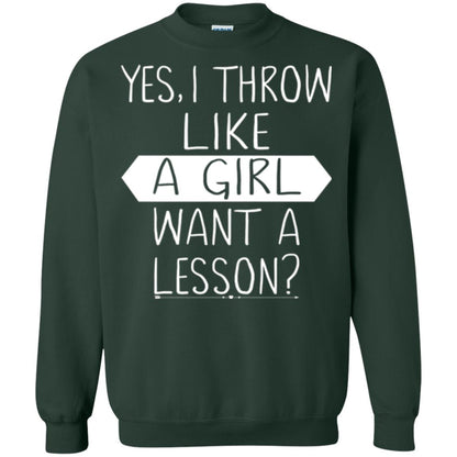 Softball T-shirt Yes I Throw Like A Girl Want A Lesson Forest Green