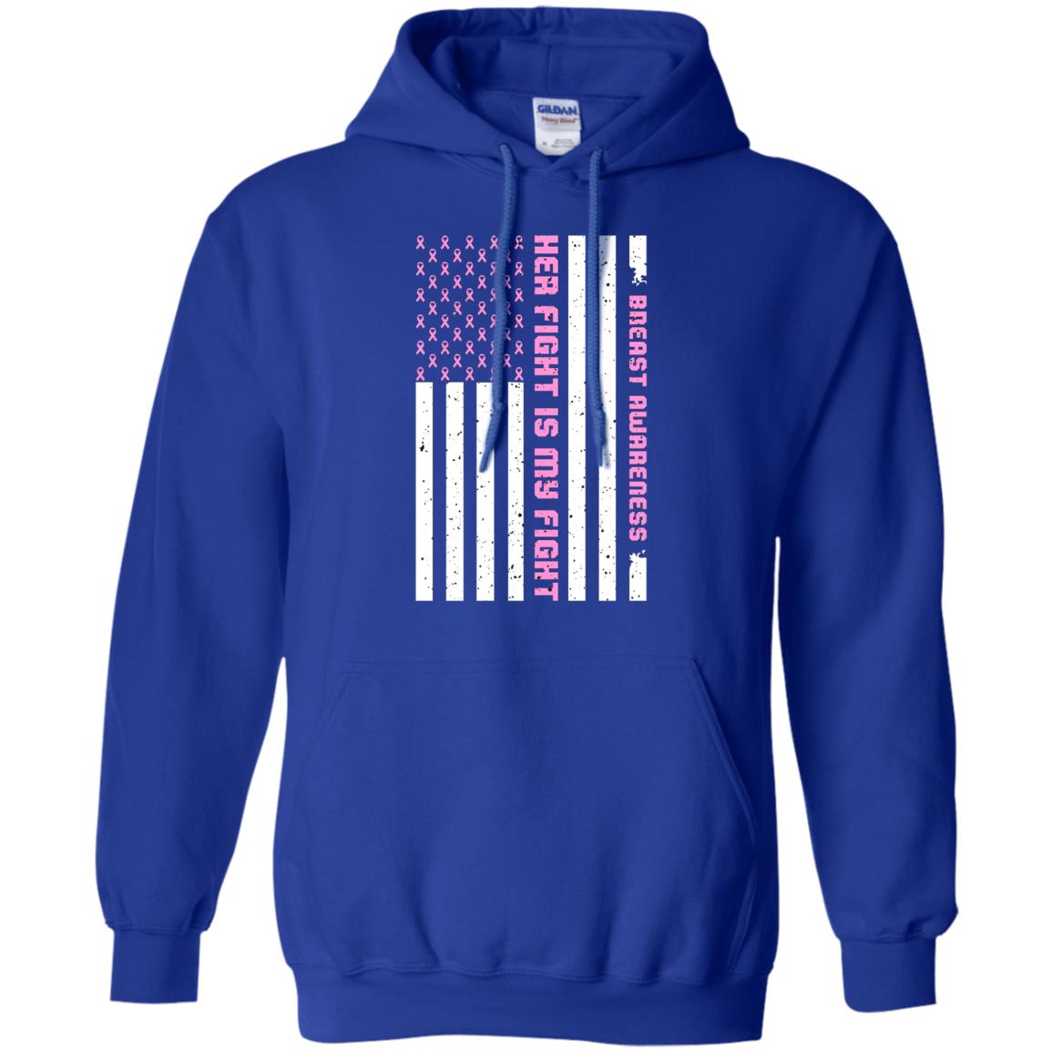 Breast Awareness His Fight Is My Fight Pink Ribbon Stars Flag Of Usa Shirt Royal