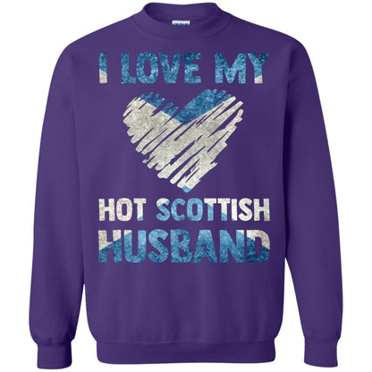 I Love My Hot Scottish Husband Scotland Flag Shirt For Wife Purple