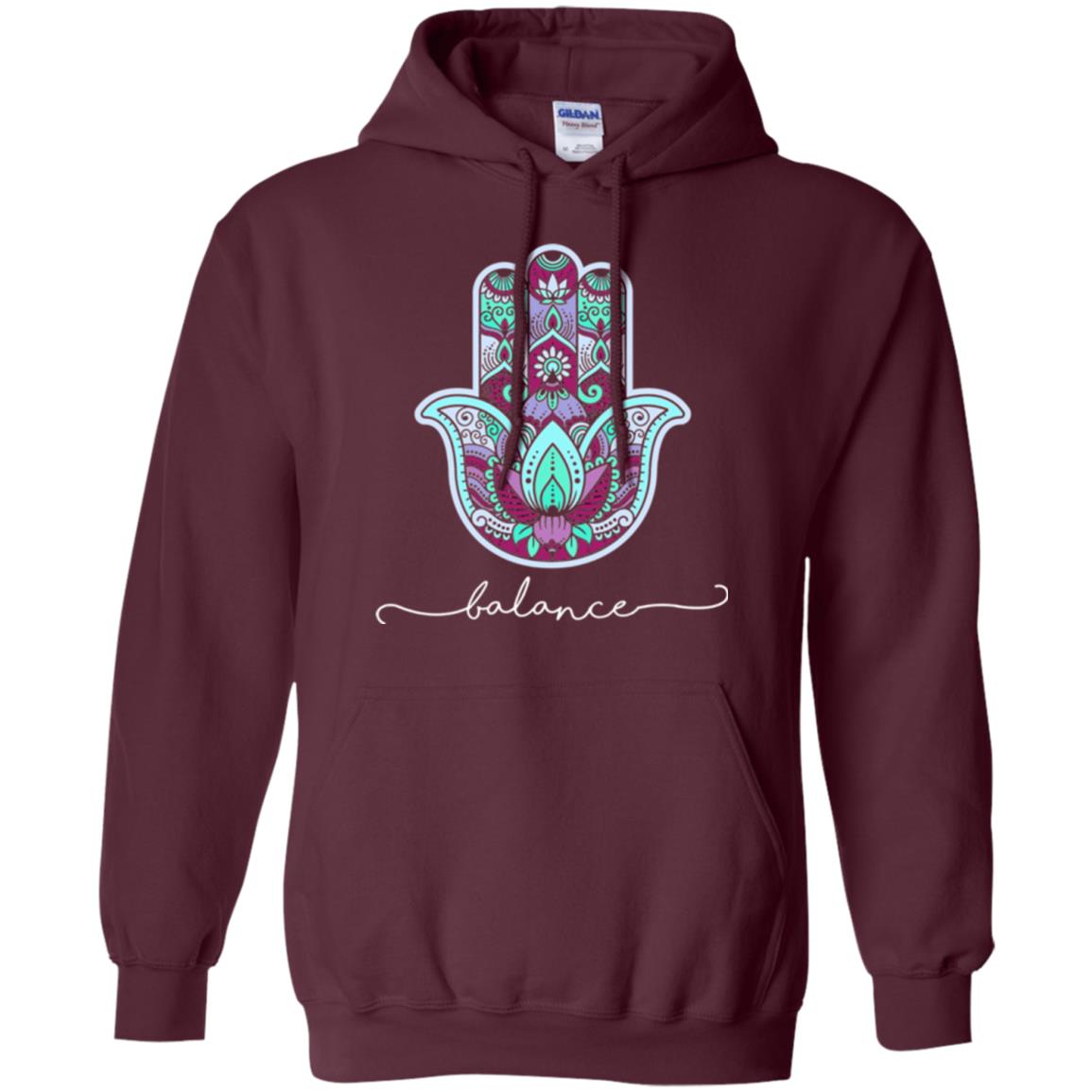Balance Yoga Gym Hamsa T-shirt Maroon