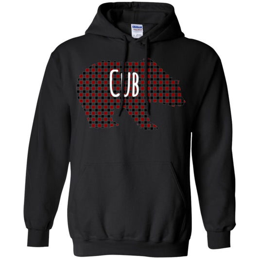 Family Christmas T-shirt Red Plaid Cub Bear Black