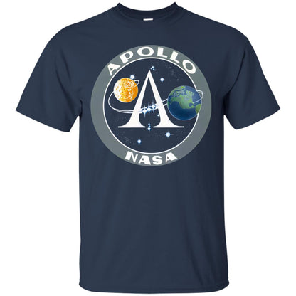 Apollo Program Moon Landing Patch Print Nasa Astronomy T-shirt Navy