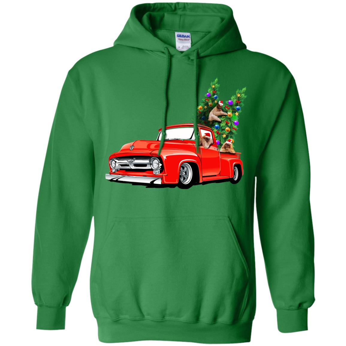 Christmas Tree And Sloths On Car X-mas Gift Shirt Irish Green