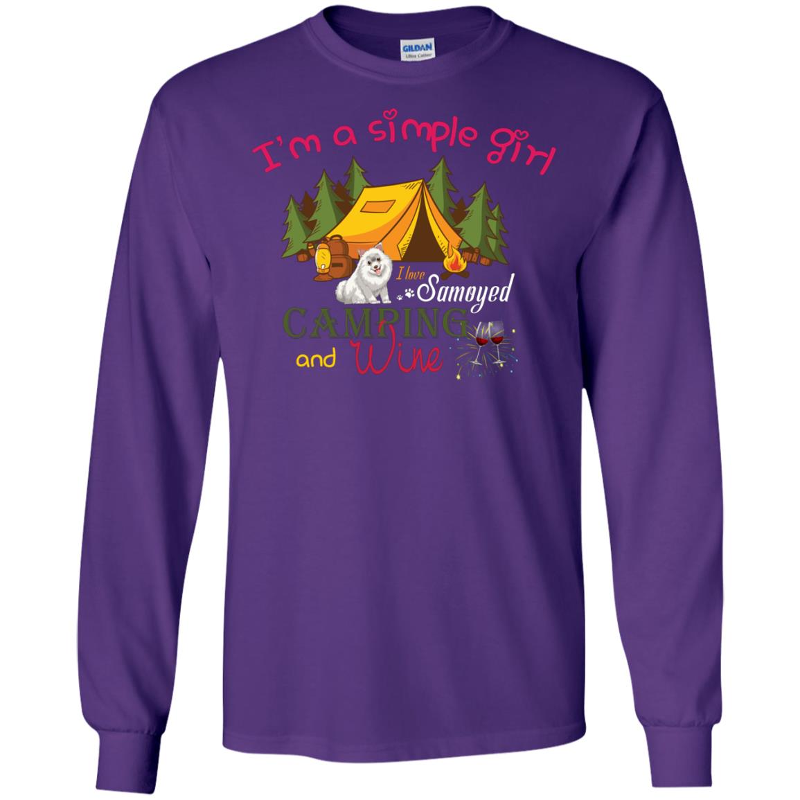 I’m A Simple Girl I Love Samoyed Camping And Wine Shirt Purple