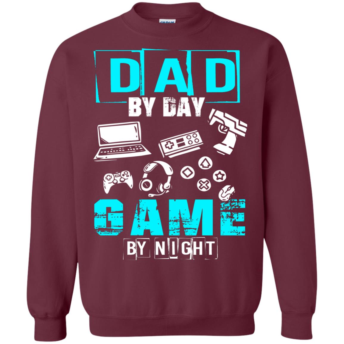 Dad By Day Gamer By Night Gamer T-shirt Maroon