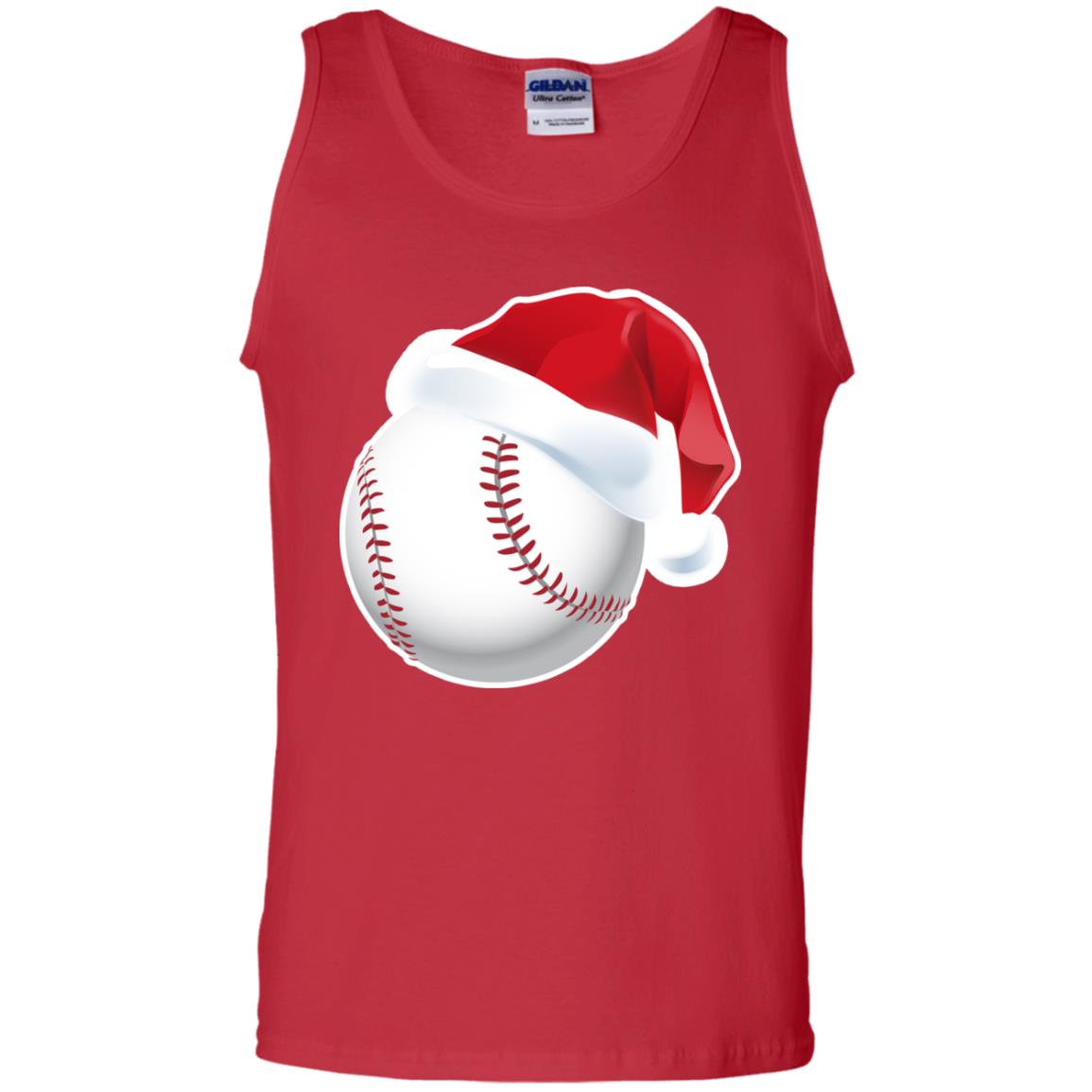 Baseball With Santa Claus Hat X-mas Shirt For Baseball Lovers Red