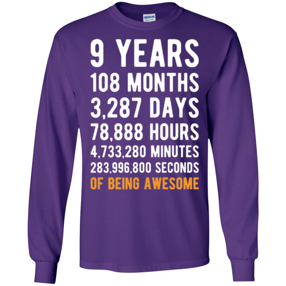 9th Birthday T-shirt 9 Years Old Being Awesome Purple