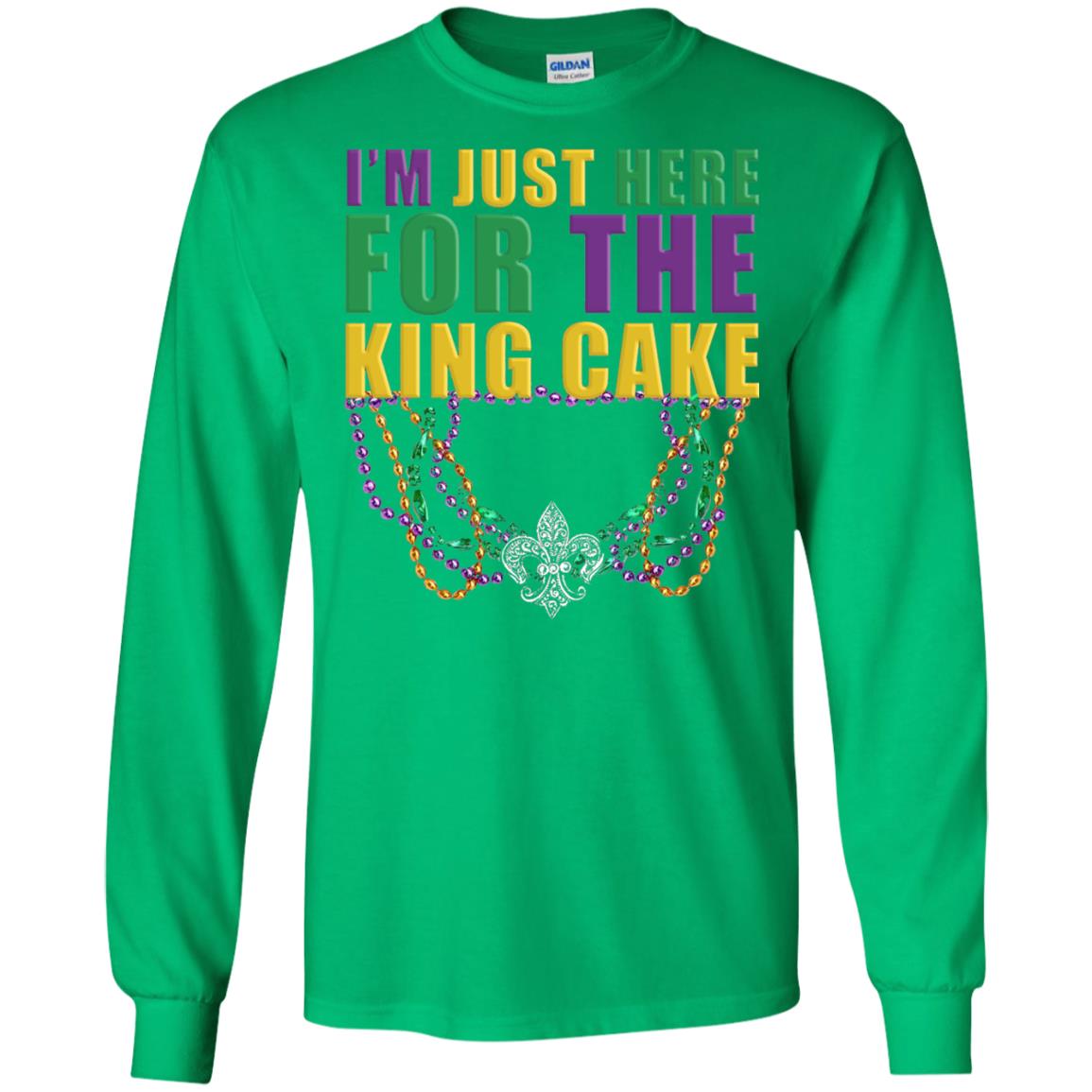 Mardi Gras Beads T-shirt I_m Just Here For The King Cake Irish Green