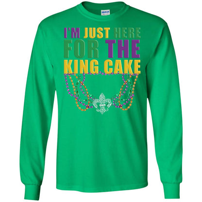 Mardi Gras Beads T-shirt I_m Just Here For The King Cake Irish Green