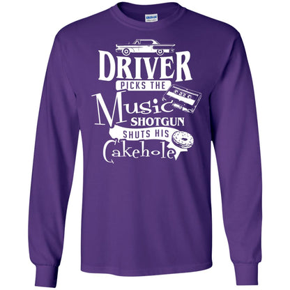 Driver Picks The Music Shotgun Shuts His Cakehole T-shirt Purple