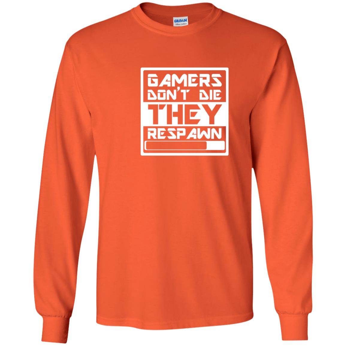 Video Gamer Shirt Don_t Die They Respawn Orange