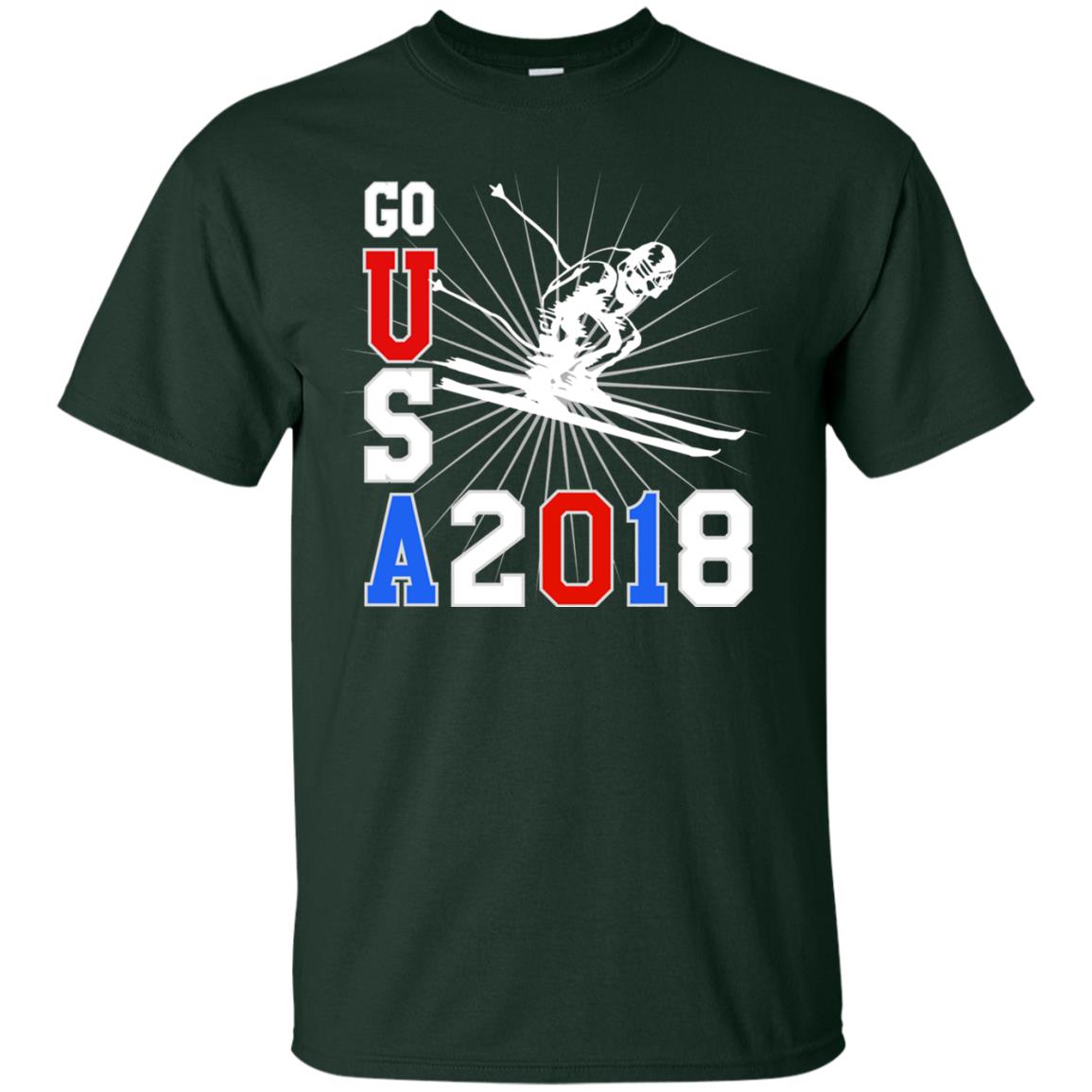 Alpine Skiing T-shirt Go Usa 2108 Cool Forest Green