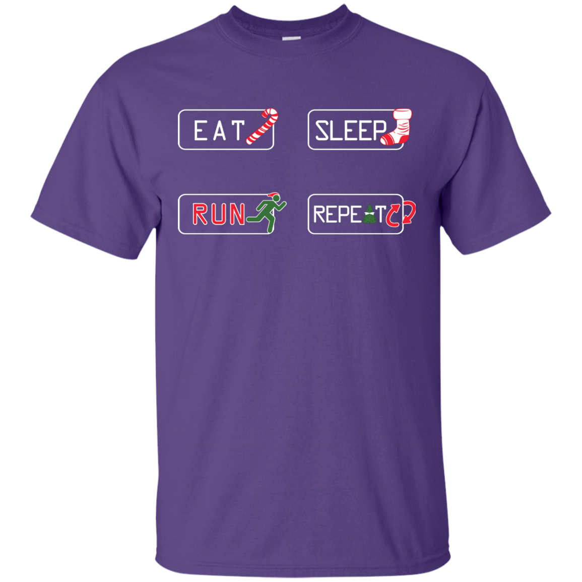 Christmas T-Shirt Eat Sleep Run Repeat Purple