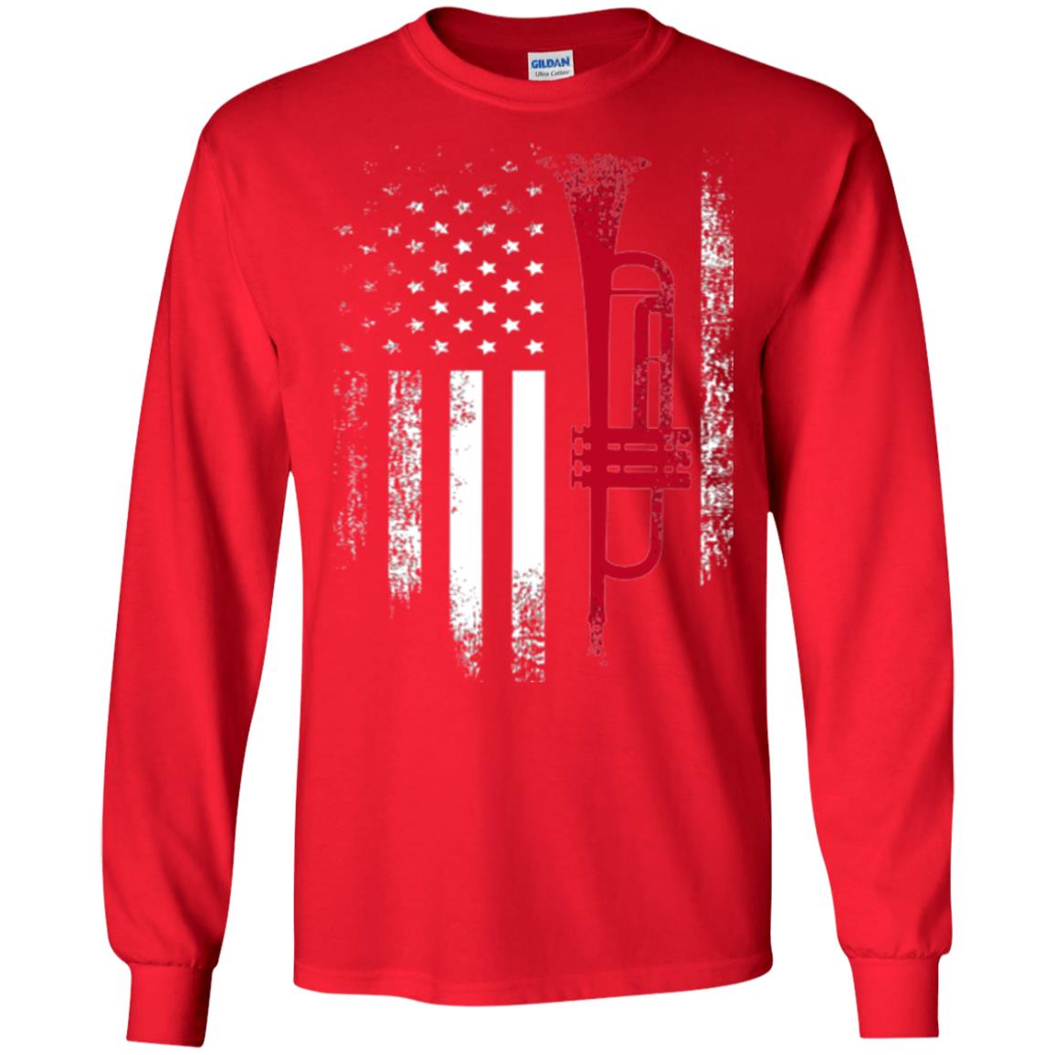 Trumpet Lovers T-shirt American Flag Red