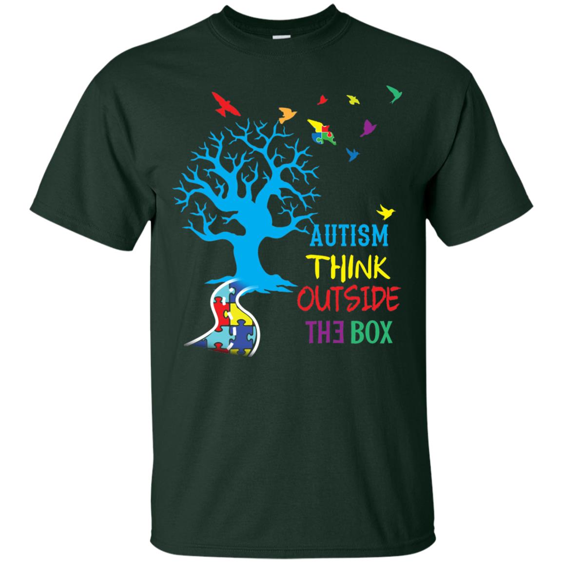 Autism Awareness T-shirt Autism Think Outside Forest