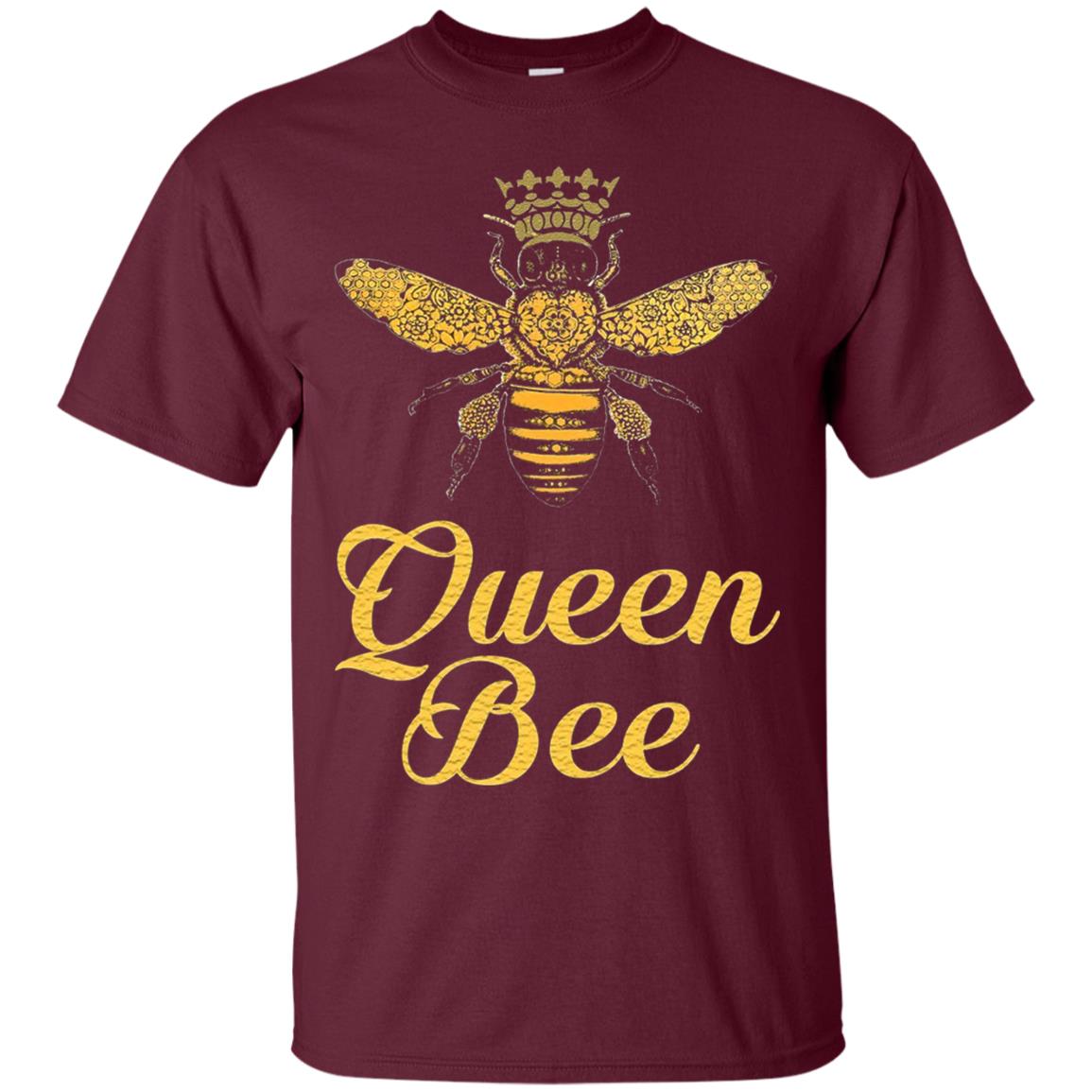 Bee Lover T-shirt Queen Bee Crown T-shirt Maroon