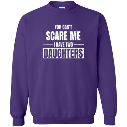 Family T-shirt You Can_t Scare Me I Have 2 Daughters Purple