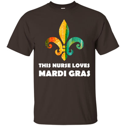 Nurse T-shirt This Nurse Loves Mardi Gras T-shirt Dark Chocolate