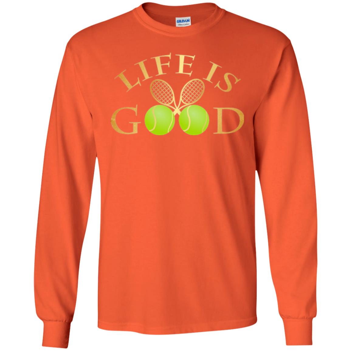 Tennis Lovers T-shirt Life Is Good Orange