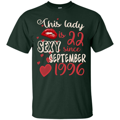 This Lady Is 22 Sexy Since September 1996 22nd Birthday Shirt For September Womens Forest